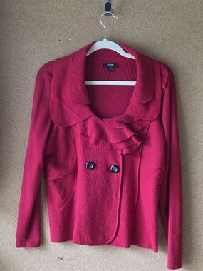 Merino Wool Alfani Petite Red Button Front Jacket Cardigan P/L